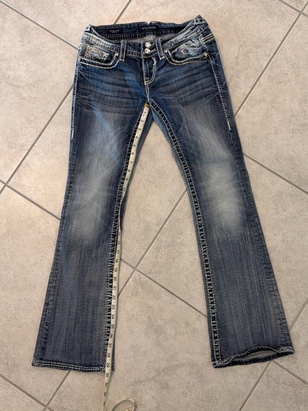 Vigoss Women’s Faded Dark Blue Bootcut Jeans